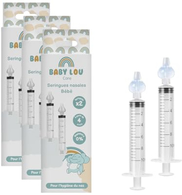 BABYLOU CARE Nässprutor för bebisar, 6-pack, näsrengöring, nässköljning, återanvändbar och BPA-fri, från 4 månader