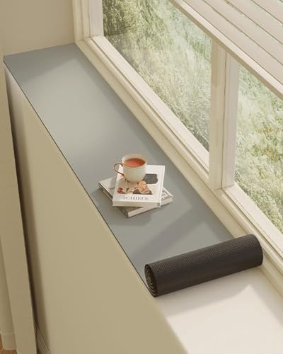 Pure Colour Windows Seat Cushions Concise Leather Window Sill Protector Mat with Non Slip Backed, Potted Plant Waterproof Liner Pad Guard Window Sill Decor Capping