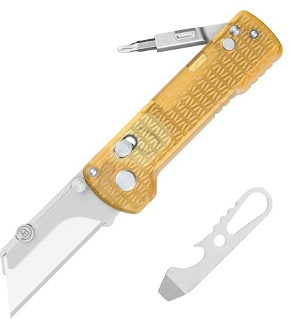 OKNIFE U1 Pro Multitool Folding Utility Knife with Folding Screwdriver, Quick Change Blade, Rail Lock & Pocket Clip for Men Women (PEI)