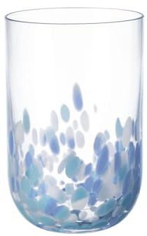 Like. by Villeroy & Boch – Like Confetti Aqua Highball Glass, Set of 2, Approx. 300 ml, Soft Blue Shades, Glass with Confetti Decor, Dishwasher-Safe, Glass Highball Glasses