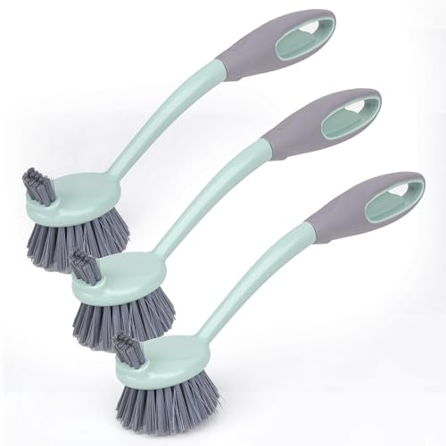 Topest Dish Brush with Non-Slip Comfortable Handle | Dish Scrubbing Brush for Pots, Pans, Glasses, Sink, Mugs, Bottles, Sink etc -3 Pack