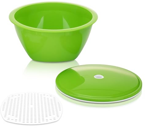 Börner Multimaker Salatschüssel mit Deckel (Grün) • Schüssel inkl. Deckel & Sieb • Mikrowellentauglich und gefriergeeignet • Salat-Schüssel Set