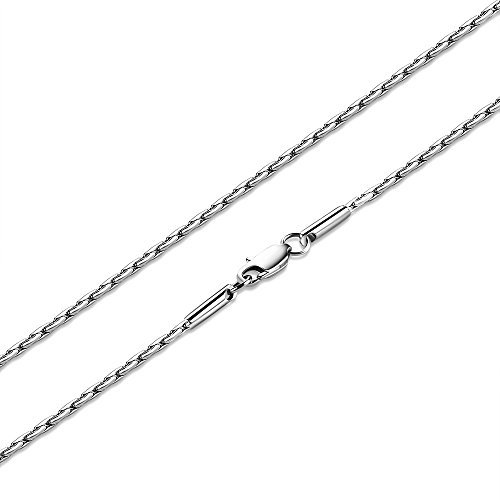 FOSIR 2MM Titanium Stainless Steel Silver Mens Womens Italy Link Chain Necklace 18-30 Inch