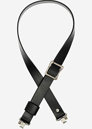 Detroit Leather Shop USA Handmade Slider Buckle Rifle Sling 1.25 Wide Black Buffalo Leather Silver Hardware- SWIVELS Included!- Two Point Sling (Model E)