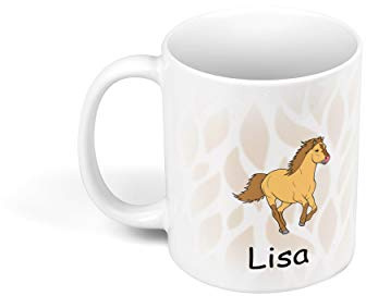 Kunststofftasse personalisierte Kinder Tasse mit riesiger Motivauswahl | Einschulung Schule Einschulungsgeschenk mit Motiv und Namen personalisierbar Pferd