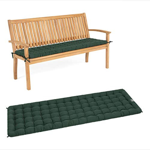 HAVE A SEAT Luxury - Sitzpolster für Gartenbank, Bequeme Gartenbankauflage - orthopädisch, wetterfest, waschbar bis 95° C - Made in Germany (180x48 cm, Moosgrün)