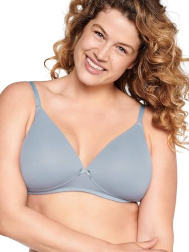 Naturana® Soft Wireless Bra with Cup [Cup A-D] Optimal fit & Maximum Support Thanks to Cut Design & Wide Straps | T-Shirt Bra | Women's Bra Without Underwire 34 Raindrops B