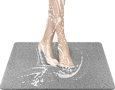 Bylphy Duschmatte rutschfest, Anti-rutsch Badewannenmatte mit Massage-Effekt, PVC-Luffa Duschmatte, Schnell Trocknend Badematte für Badewanne und Nassbereiche (Grau, 80 x 40 cm)
