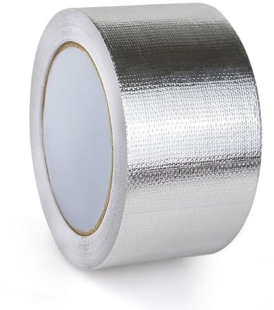 XZRDINGJIE Ruban adhésif en fibre de verre et feuille d'aluminium pour isolation de conduit, haute température, ruban en métal renforcé et étanche (6 cm x 25 m)