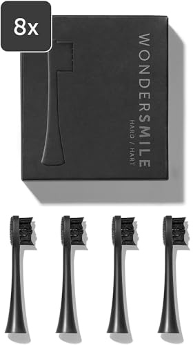 Wondersmile Ersatzbürsten Schallzahnbürste (Hard, Ultimate Black, 8er Pack) - Bürstenköpfe für Wondersmile Schallzahnbürste