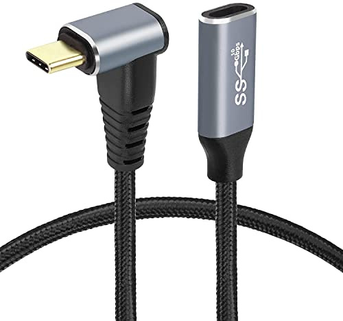 GELRHONR 90° Winkel USB C Verlängerungs kabel, Rechtwinklig Typ C Stecker zu Buchse Kabel 100W Schnellladung 10Gbps Data Transfer 4K@60Hz Video, ür S21 S22, Laptop,Tablet,Smartphone(0.5M/1.6Ft)