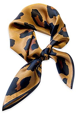 LumiSyne Seidenschal Damen Quadratischer Schal 70×70cm Leopard Animal Print Pferd Muster Luxus Retro Stil Leicht Satin Vierecktuch Multifunktionales Halstuch Kopftuch Bandana Kopfschmuck Haarband