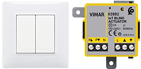 VIMAR 0K03925.04 Plana Kit comando connesso, senza fili e senza batteria, VIEW Wireless standard Blu & 03982 Modulo relè tapparella connesso IoT, per tapparella con orientamento delle lamelle