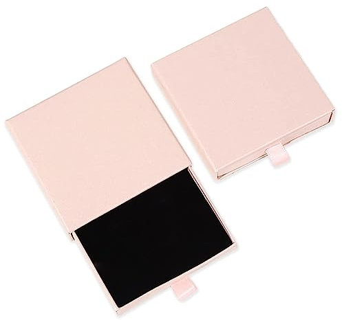 1 Stück Schmuck-Geschenkbox, Papier-Schmuck-Display, Geschenkboxen, 9 x 9 x 1,7 cm, kleine Geschenkbox für Halskette, Ohrringe, Ring, Schmuckaufbewahrung (Rosa)
