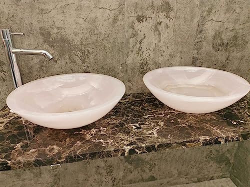 Aufsatzwaschbecken aus rosafarbenem Onyx Marmor, Reinheitsgrad A+ Größe 43 cm, echte Fotos des Waschbeckens, Waschbecken für Badezimmer