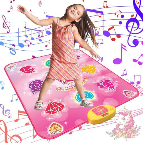 GuKKK Tanzmatte für Kinder ab 3 Jahren, Elektronisches Tanzpad, 9 Stufen 3 Modi, Musikmatte Tanzmatte, Weihnachten Geburtstags Geschenke Spielzeug ab 3 4 5 6 7 8 9+ Jahre Mädchen Junge, 8 Touch-Tasten