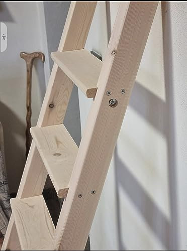 Scala a pioli in legno per soppalco letto a castello soffitta (Altezza cm 225, Larghezza cm 50)