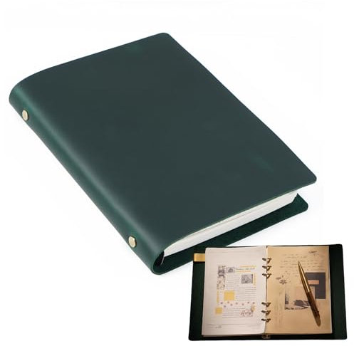 KISSKI·H Olvido A5-Planer, 6-Ringbuch, Notizbucheinband, nachfüllbares Leder, Reise-Schreib-Notizbuch, Organizer, Tagebuch, Notizblock, Einband mit 80 linierten Papieren, Geschenke für Männer und