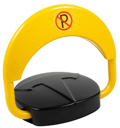 DSYOGX Ferngesteuerte Parkplatzsperre, 180°Ferngesteuerter Parkschloss, Automatik-Parkschloss, Intelligente Auto-Parksperre Alarmfunktionen, IP67 wasserdichte klappbare Parkschranke, Gelb
