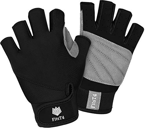 FitsT4 Sports Gants de Surf 3/4 Doigts rembourrés antidérapants pour Le Ski Nautique, Le canoë, la Planche à Voile, Le Kitesurf, la Voile, Le Kayak, Le Sup et Le Stand up Paddle