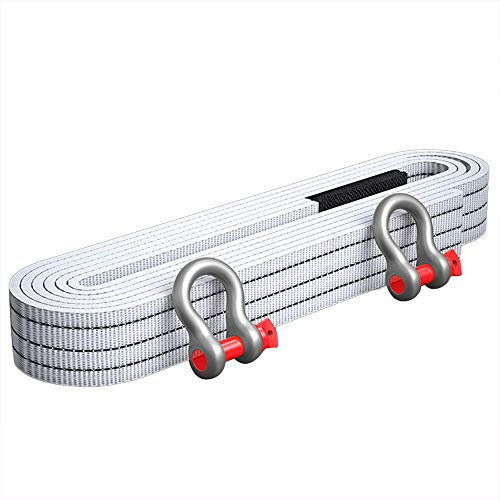 COYOUCO Abschleppgurt-Bergungskit, 22.000 Lbs(10T) Bruchfestigkeit Abschleppseil Verstärkte Schlaufe Mit 2 3/4 D-Ringschäkeln, Offroad-Abschleppzubehör Für SUV Und LKW,3 Meter