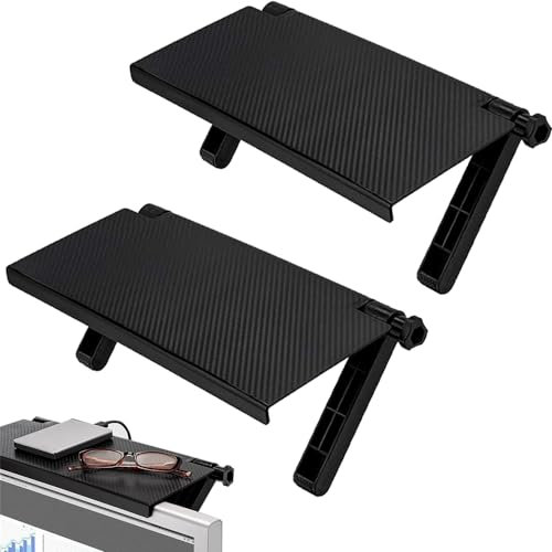 KUIZHEN Bildschirm Oberes Regal, 2 Stück TV Top Regal 33x16 cm Einstellbares Monitor-Speicherregal geeignet für Lautsprecher Media-Boxen Router und Fernbedienungen Schwarz