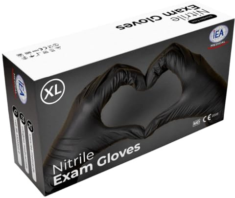 IEA Medical Einmalhandschuhe Nitril schwarz XL – Einweghandschuhe 100 Stk | Untersuchungshandschuhe latexfrei & lebensmittelecht, reißfest EN 455/EN ISO 374 – für Küche, Medizin, Tattoo & Werkstatt