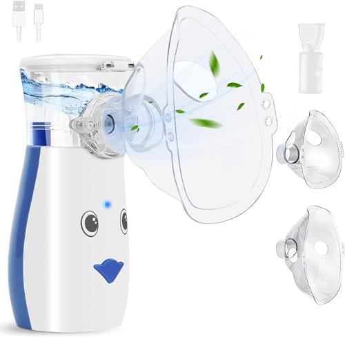 Sentasi Inhaliergeräte für Erwachsene,Inhalator mit 2 Masken und 1 Mundstück,Ultraleise,3 Einstellbare Sprühbilder,Typ-C-Kabel,Einfach zu Bedienen,Inhalationsgerät Kinder(Blau)