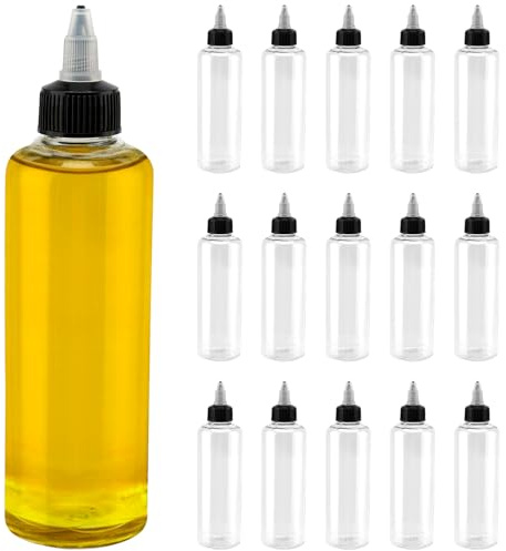 KOHAND 20 Pack 180ML/6OZ Twist Top Applicator Bottles, Clear Plastic Squeeze Dispensing Bottles with Twist Cap, Empty Tip Nozzle Applicator