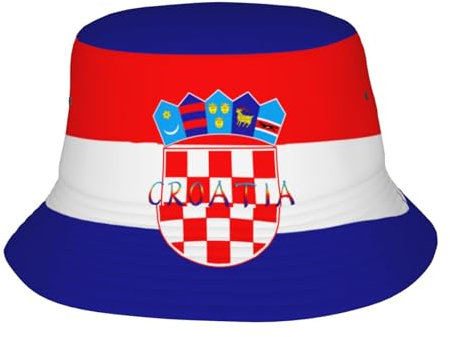 Oudrspo Kroatien-Flagge 01 Kroatien-Bucket-Hut Kroatien-Fischerhut Flagge Sonnenhüte Kroatien-Flaggen-Kappen Kroatische Hüte für Frauen Männer Outdoor