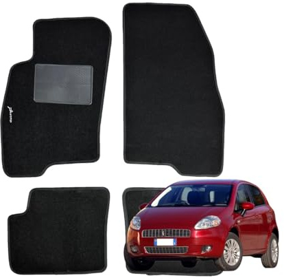 SERIE 4 TAPPETI - TAPPETINI IN MOQUETTE NERI PER GRANDE PUNTO dal 2005 in poi