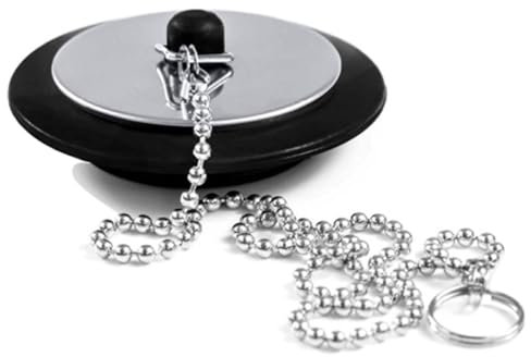 Tappo universale per vasca da bagno con catena in acciaio inox, ricambio per tappo di scarico per bagno e cucina, tappo da bagno e catena, dimensioni da 4,2 cm a 4,5 cm, lunghezza catena 41,9 cm