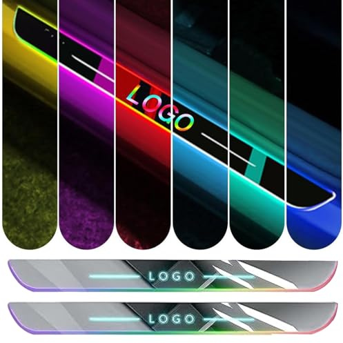 Led Door Sills For Car Magnetic, LED 7 Color Projector Lights, Courtesy Projection Rechargeable USB Wireless Car Interior Atmosphere Warning Lamps,(A Front Door 550 * 45mm)