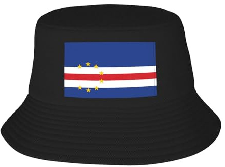 Adult Bucket Hat Print Sun Protection Cap Sunshade Cotton Summer Beach Flag of Cape Verde Unisex Fishing Cap