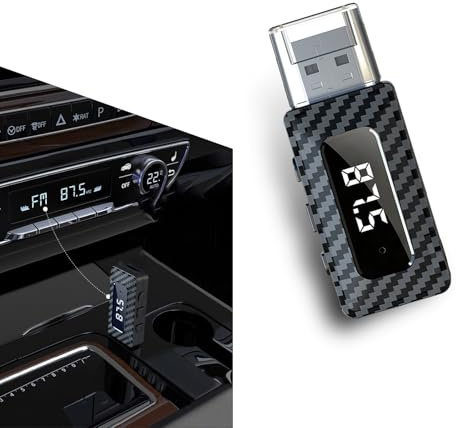 MOXRUQ Receptor Bluetooth USB para coche, adaptador de audio inalámbrico Bluetooth 5.3, fuente de alimentación USB, adaptador de conector auxiliar de 3.5 mm, receptor de señal de transmisión FM+AUX