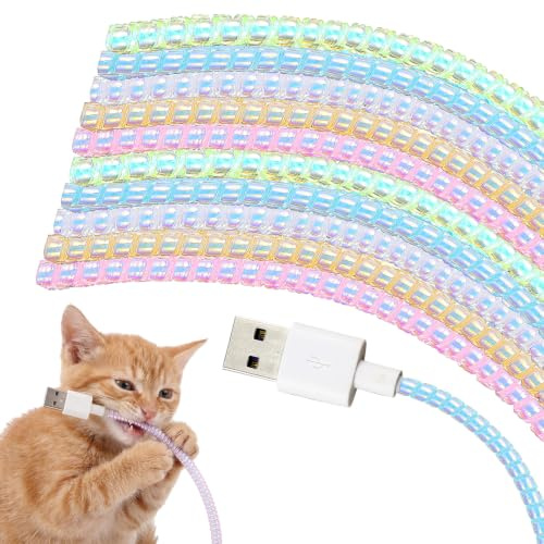 Frienda 10 Pcs Cord Protectors from Pets No Chew Spiral Cable Protector 43.3'' Phone Charger Cover Data Cable Protective Sleeve Chew Proof USB Wire Cover Stylish for Cat Dog Rabbit (Flash Color)