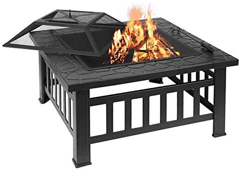 Braciere a legna per esterni, con copertura in rete anti-scintille, braciere in metallo, barbecue per cortile e patio