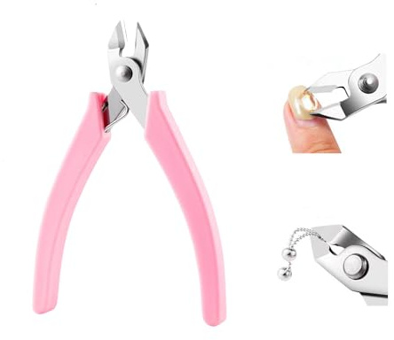 Rhinestone Remover Tool for Nails, Stainless Steel Gem Nail Decor Removal Pliers DIY Manicure Tool for Rhinestones, Crystals, Nail Chains (pink)