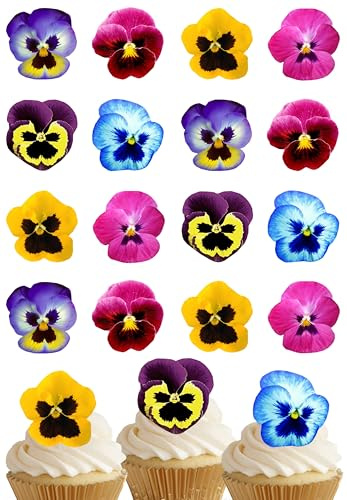 Anglesit Pansy Flowers Edible Rice Wafer Paper Cupcake Toppers Cake Decorations Birthday Wedding Party Celebration (Cut it yourself, Mix 2)