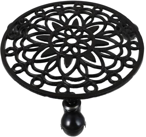 KONTONTY 1stück Beweglicher Blumentopf Untersetzer Mit Auslass Robuster Gusseisen Pflanzenroller Für Innen Und Außenbereich Für Blumenständer Balkon Und Garten
