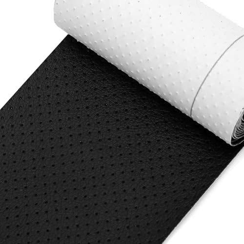 Juego de reparación de cuero, negro, de piel sintética, autoadhesivo, 40 x 160 cm, perforado transpirable, reparación de cuero, fuerte adherencia, juego de reparación de piel sintética para sofás