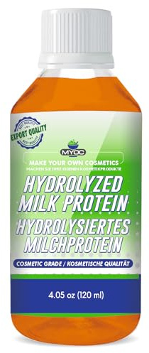 MYOC Proteína de leche hidrolizada, grado cosmético, fórmula para el cuidado de la piel y el cabello, proteína soluble en agua para cremas, sueros, acondicionadores y máscaras de bricolaje, 120 ml