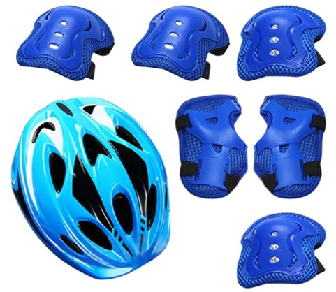 Ensemble de Casque pour , protège-Poignets, genouillères, coudières avec Casque – Équipement de de sécurité pour Le Roller, Le Patinage, Le Cyclisme, la Trottinette, l'équitation