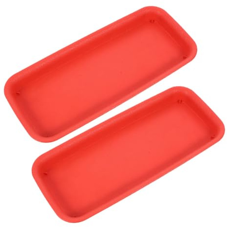HANABASS Set 2 Sottovasi Rettangolari in Resina Rossa Antiscivolo e Riutilizzabile per Vasi da Interno da Esterno, Eleganti e Classici per Piante