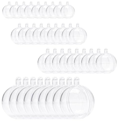 Pilikoll 40pcs Transparent Befüllbare Weihnachtskugeln für DIY Dekoration | Ø4cm/Ø5cm/Ø6cm/Ø8cm, Kunststoff Christbaumkugeln zum Befüllen,Füllbare Weihnachtsschmuck,für Weihnachtsschmuck Weihnachtsbaum