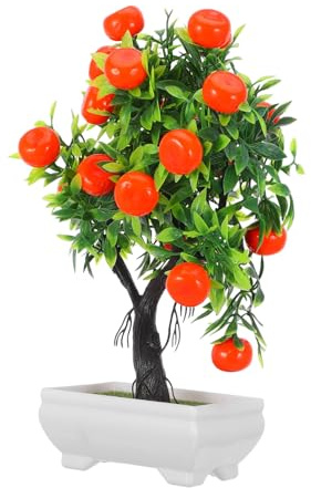 FUTUREORYY Bonsái De Naranjo Falso Pequeño Maceta De Simulación, Planta Artificial Decorativa De Naranjos Sin Mantenimiento, Adecuado para Decoración del Hogar, Oficina y Bodas