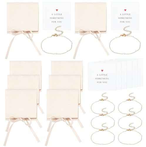 PH PandaHall 8 smyckeset, hedersdotter, gåvor, armband, kedja av glaspärlor, 316 rostfritt stålarmband med kort, fickor, presenter till bröllop, födelsedag, Glas
