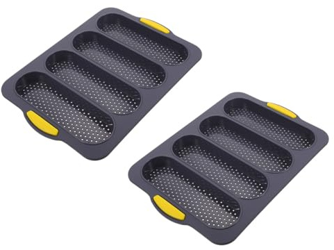 Toyvian Lot de 2 Moules à Français en Silicone Antiadhésif 4 Compartiments Gris Clair Ustensiles Cuisine pour Pâtisserie Fourniture de Boulangerie Pratique et Facile à Nettoyer pour