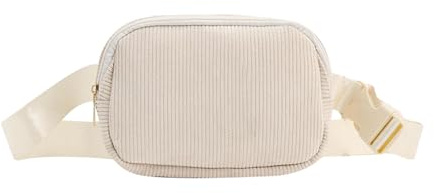 Hernin Cord Bauchtasche Damen Herren Gürteltasche Cord Brustbeutel mit verstellbarem Riemen Bauchtasche Mode Hüfttaschen für Laufen Reisen Wandern (Beige)