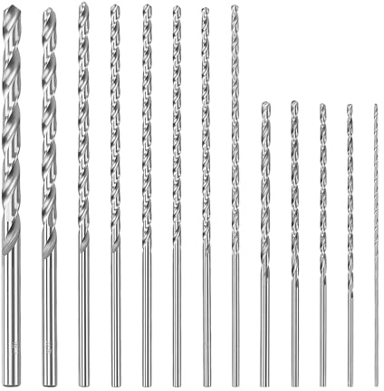 ZOENHOU 13 PCS Long Drill Bit Set, High Speed Steel HSS Twist Drill Bits, Includes 150mm (2-5mm) and 200mm (4-10mm) Lengths for Drilling Wood, Metal, Plastic